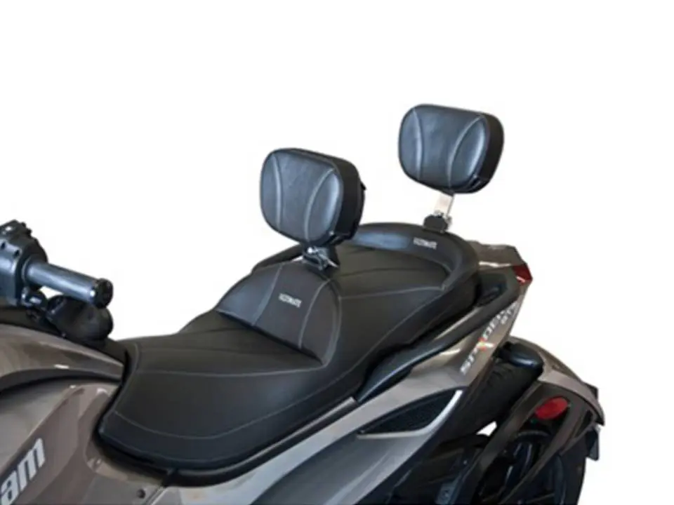 Motorcycle with two passenger seats.