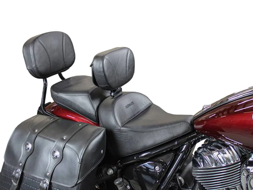 Motorcycle passenger backrest and seat.