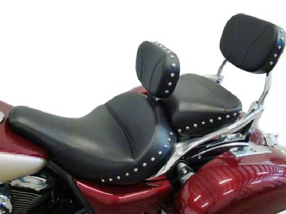 Motorcycle with studded passenger seat.